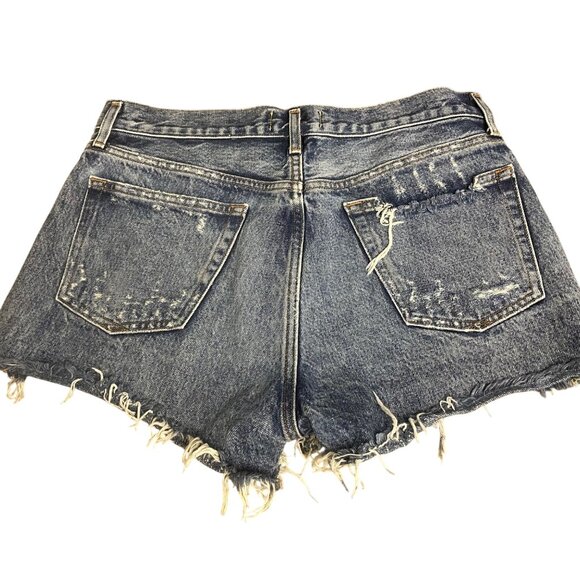 Agolde Cutoff Raw Hem Jean Denim Shorts Blue Sz 28 - Picture 2 of 6
